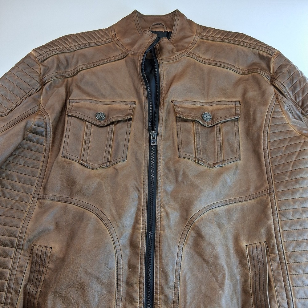 "BUCKLE BLACK"  Coat/ Jacket Men's XL Very Soft Brown Leather Feel.